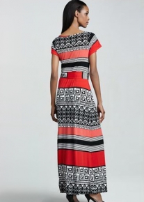 Длинное платье с орнаментом и в полоску Emilio Pucci