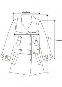 Трапециобразное двубортное пальто со стоячим воротником