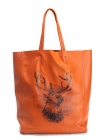Удобная кожаная сумка с рисунком оленя